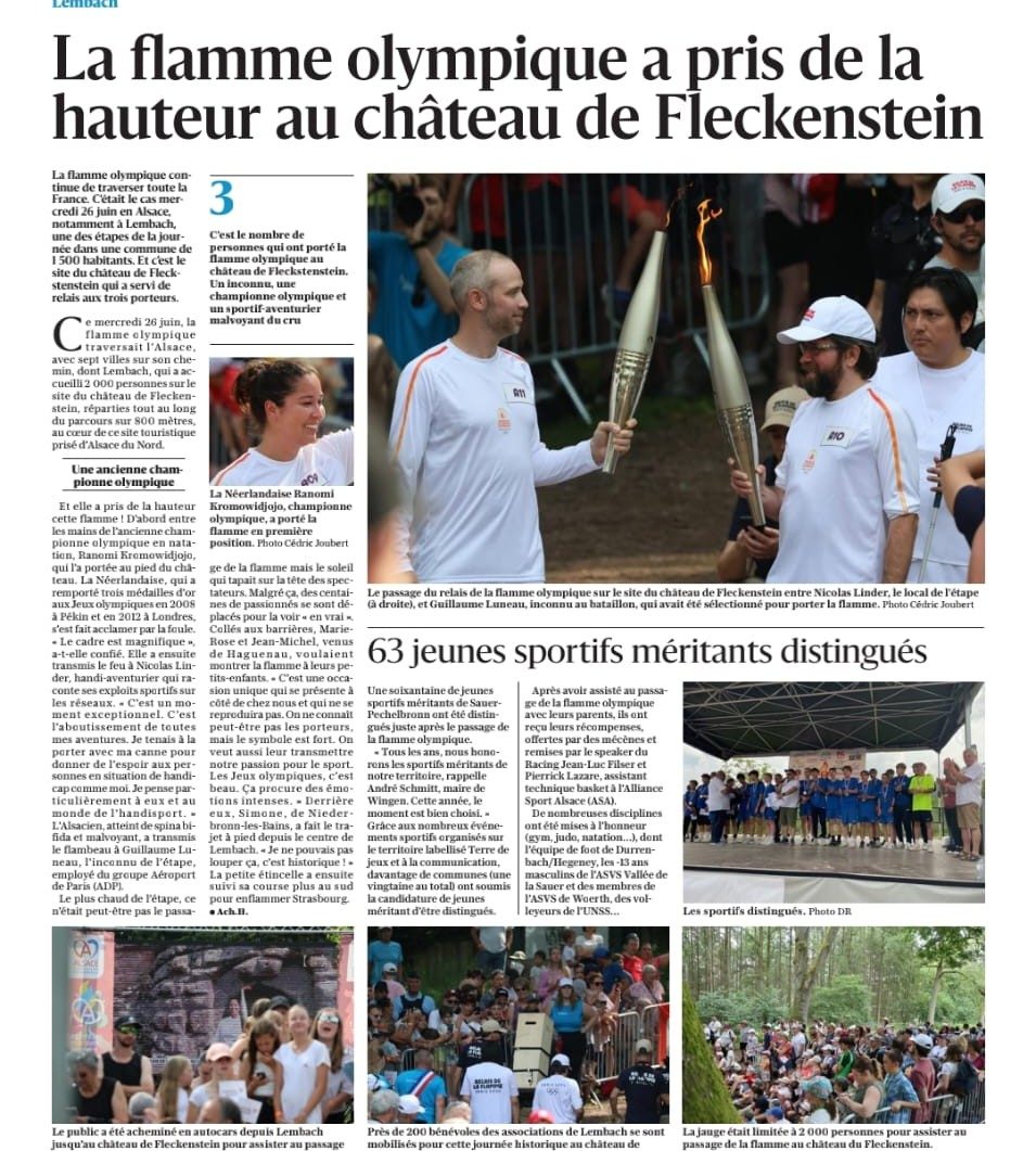 Article : La flamme olympique a prise de la hauteur au château du Fleckenstein