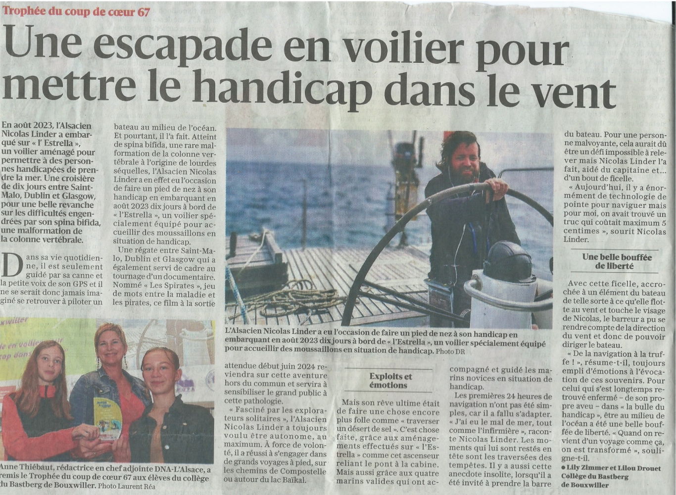 Article : Une escapade en voilier pour mettre le handicap dans le vent