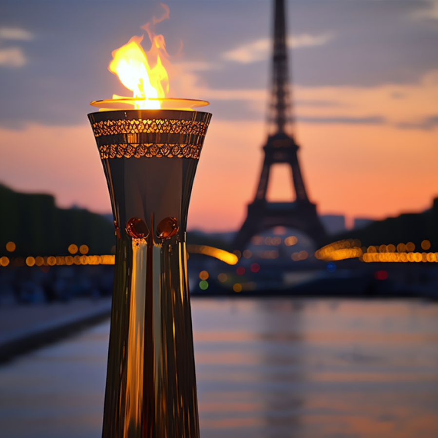 Illustration par une image de la flamme olympique devant la Tour Eiffel